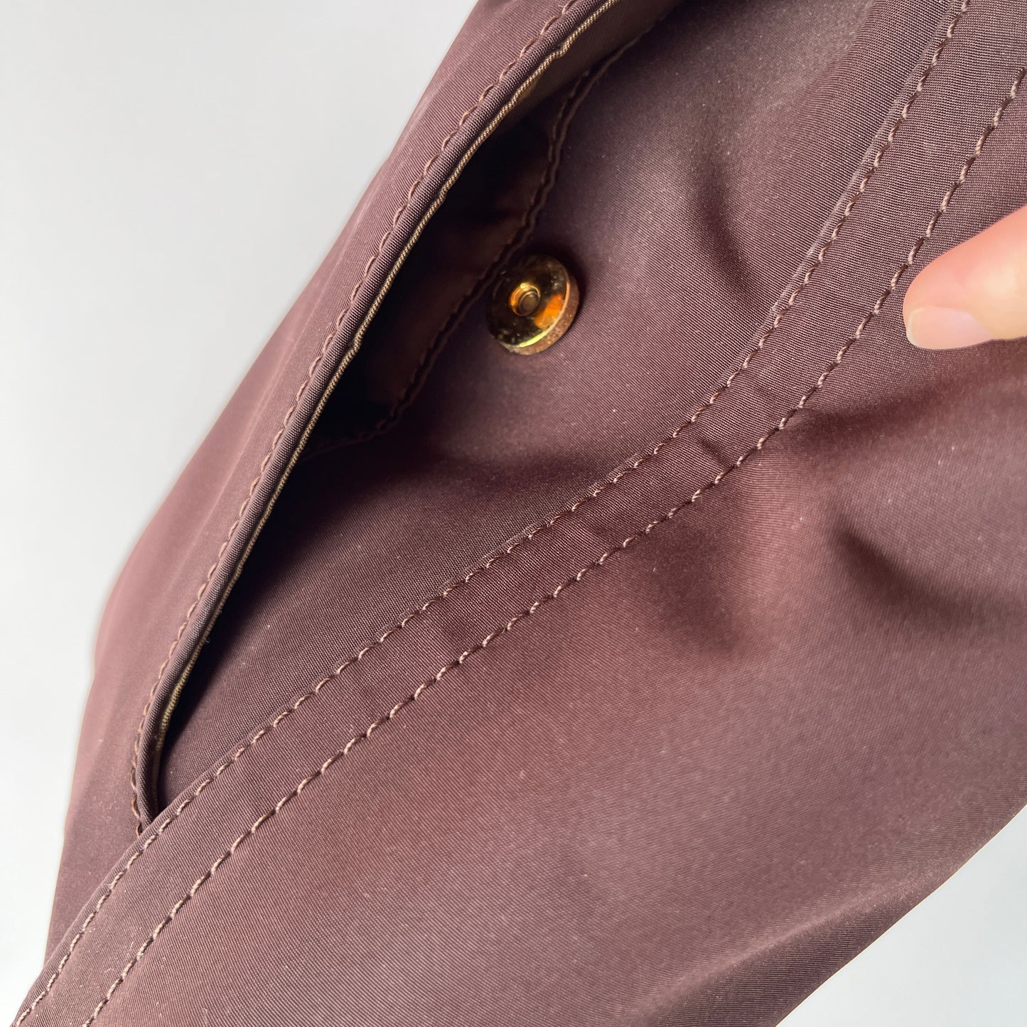 Moschino Vintage Brown Baguette Nylon Shoulder Bag
