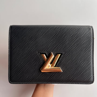 Louis Vuitton Black Epi Twist Wallet on Chain GHW RFID