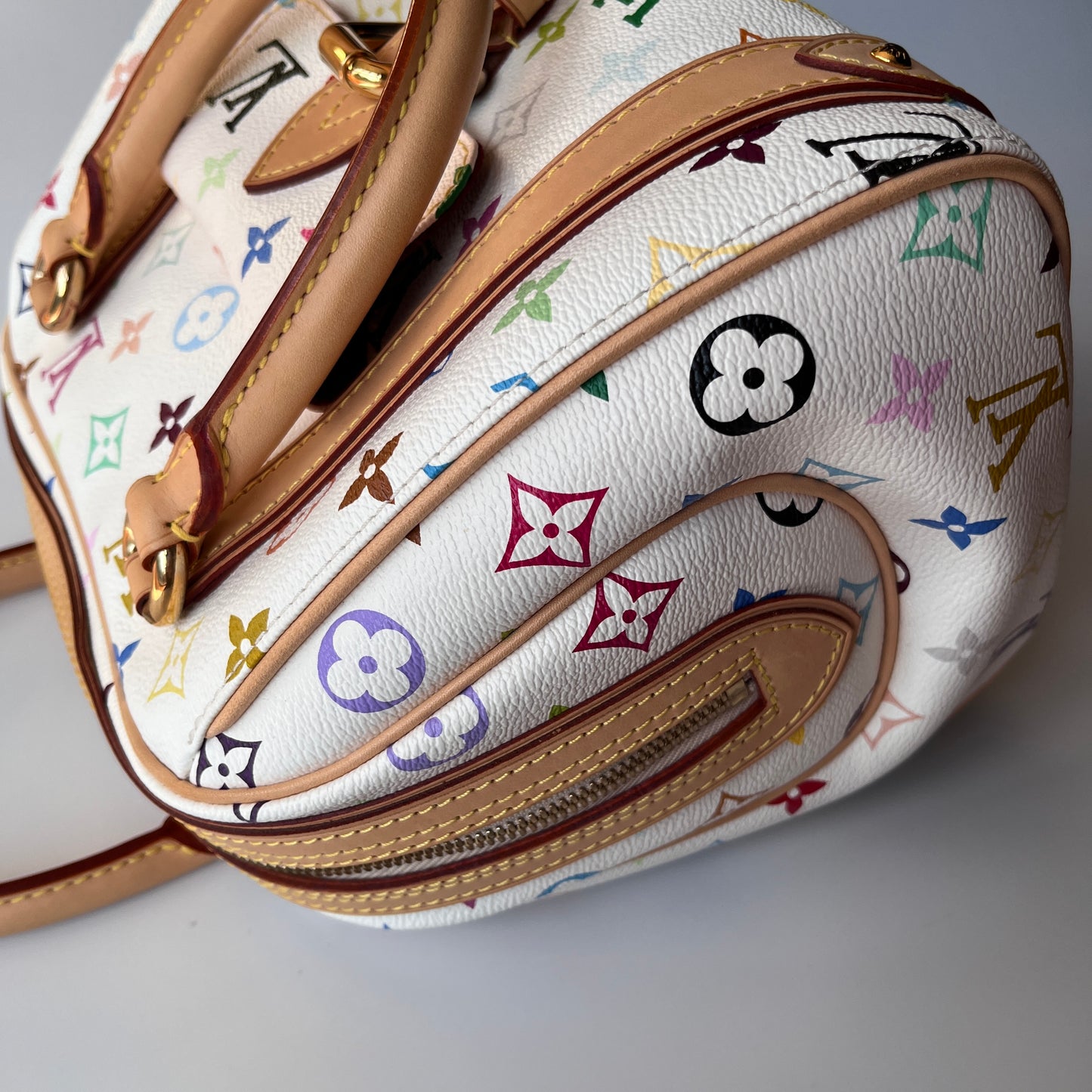 Louis Vuitton x Takashi Murakami White Multicolor Priscilla Handbag