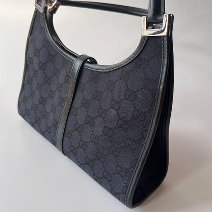 Gucci Vintage Black Jackie Canvas Shoulder Bag