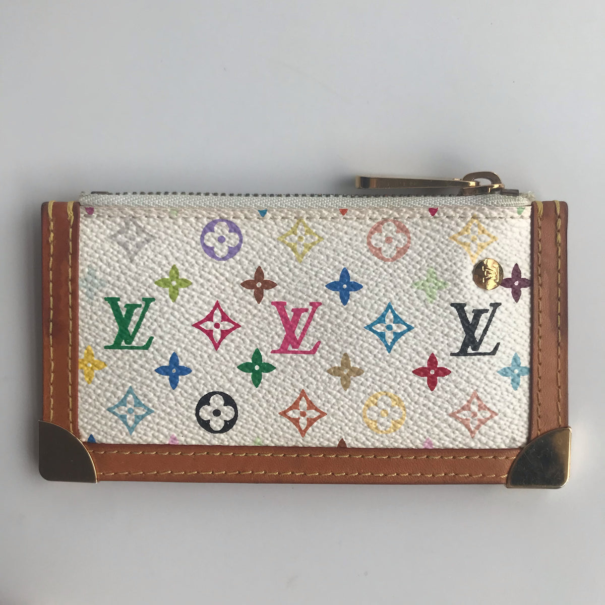 Louis Vuitton Monogram Multicolor Pochette Cles White