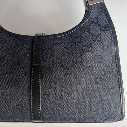 Gucci Vintage Black Jackie Canvas Shoulder Bag