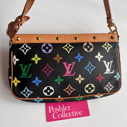 Louis Vuitton x Takashi Murakami Black Multicolor Pochette