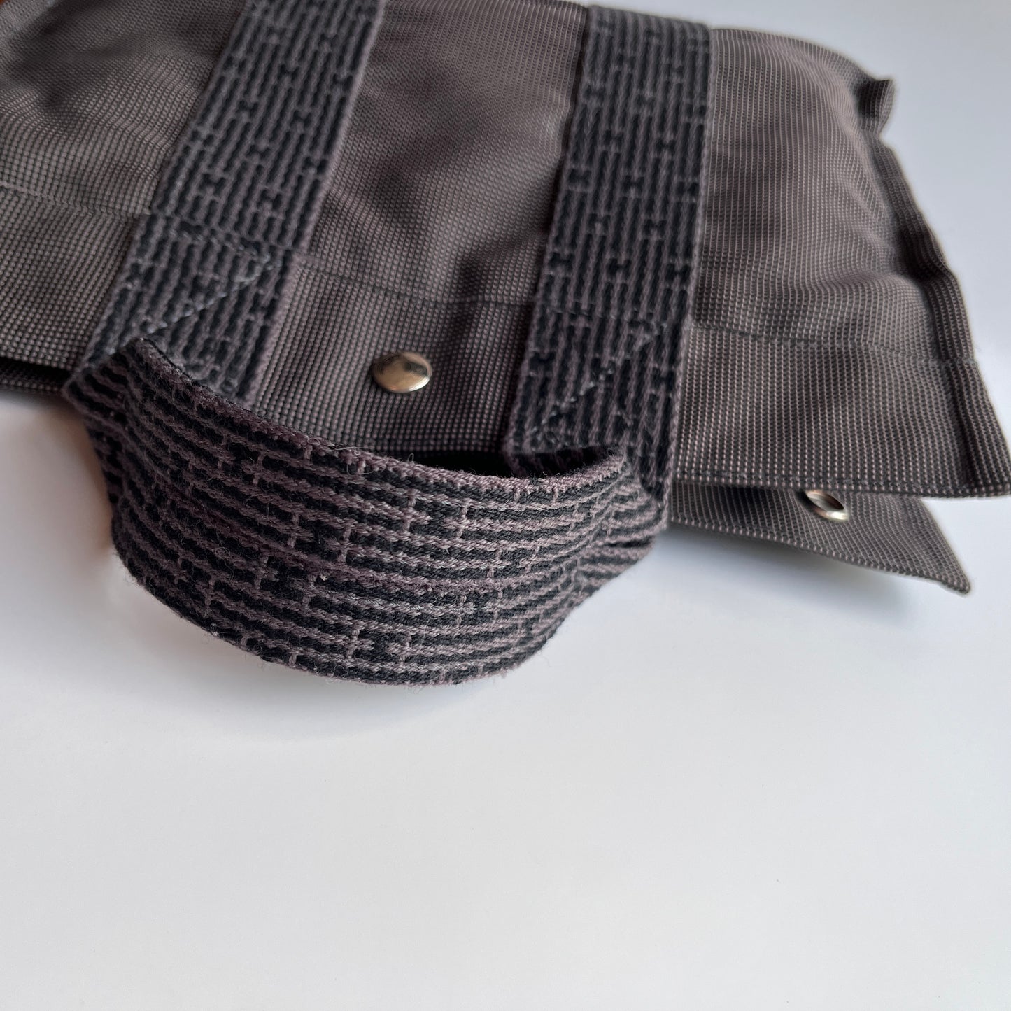 Hermes Herline PM Gray Canvas Tote Bag