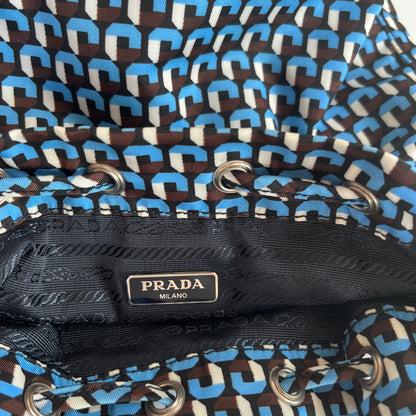 Prada Duet Blue Re-nylon Bucket Crossbody Bag