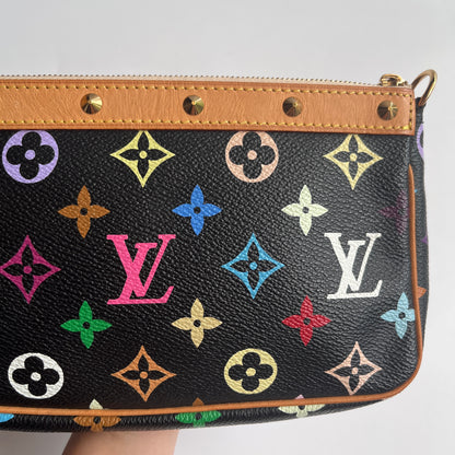 Louis Vuitton x Takashi Murakami Black Multicolor Pochette