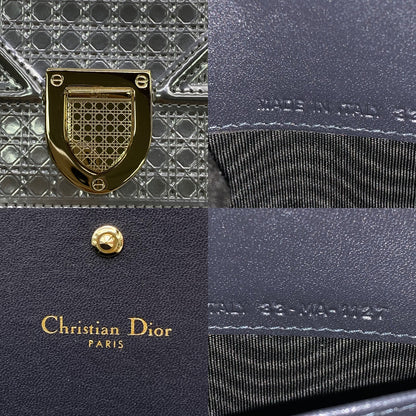 Christian Dior Diorama Metallic Silver Patent Wallet On Chain