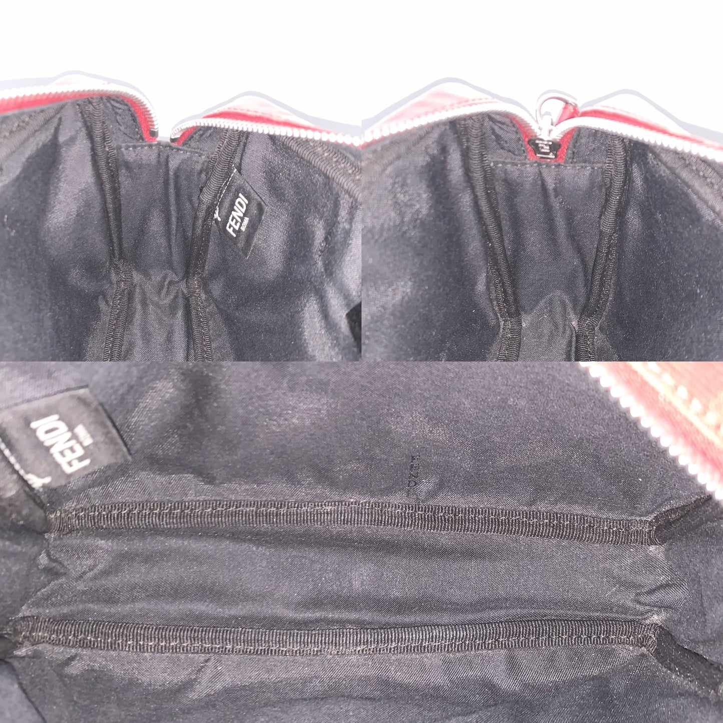 Fendi FF Coated Canvas Red Wristlet Pouch