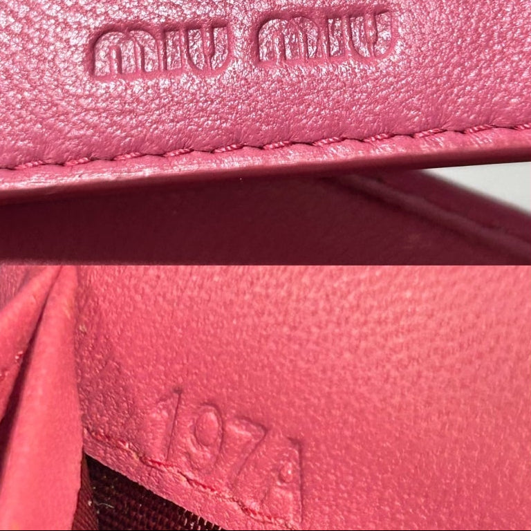 Miu Miu Matelasse Pink Bi-fold Long Wallet with Card Case