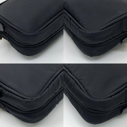 Prada Black Nylon Double Zip Pouch/ Wristlet