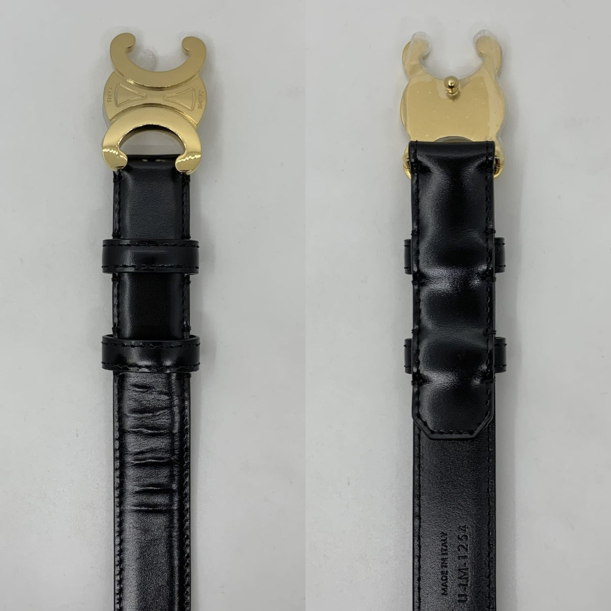Celine Triomphe Black Leather Belt