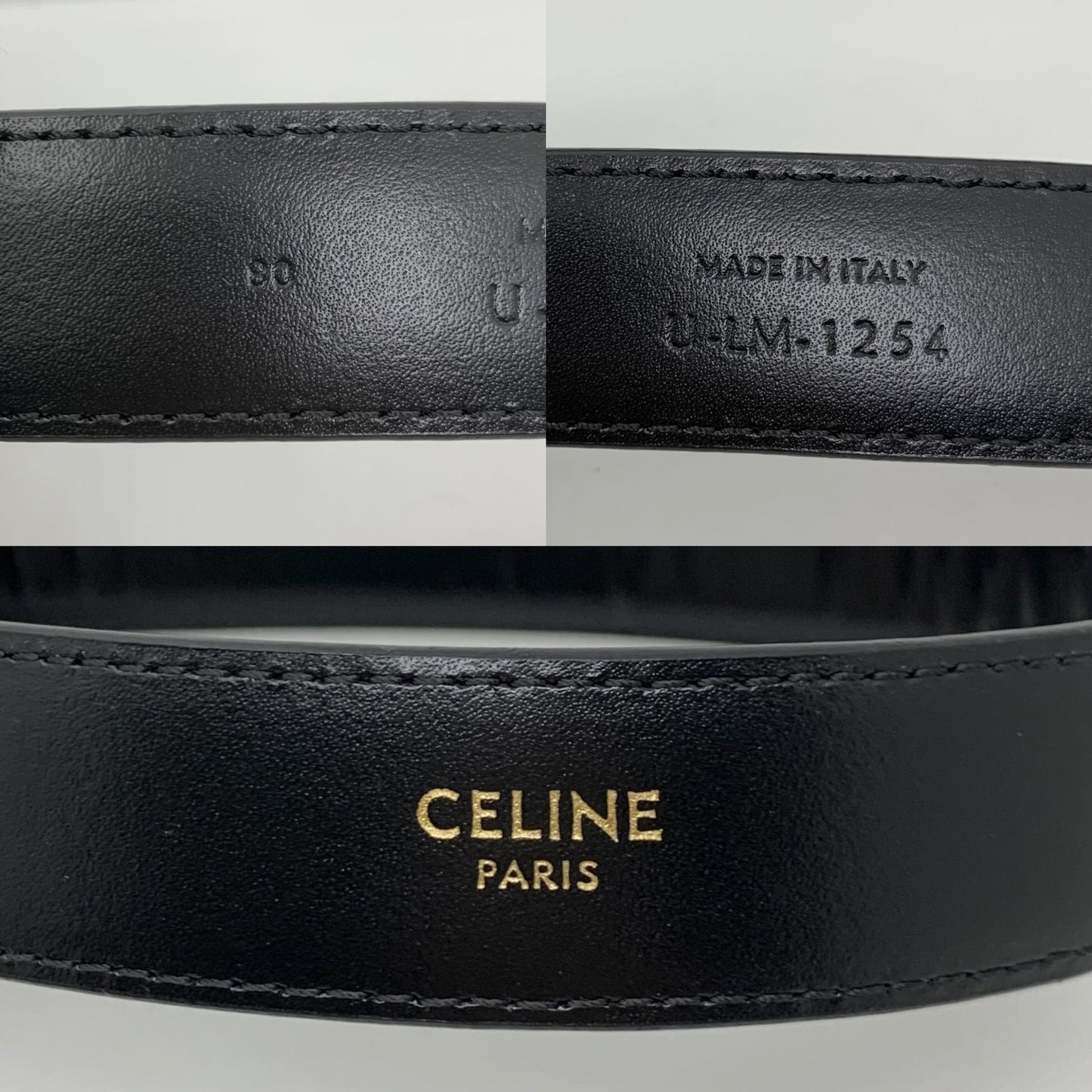 Celine Triomphe Black Leather Belt