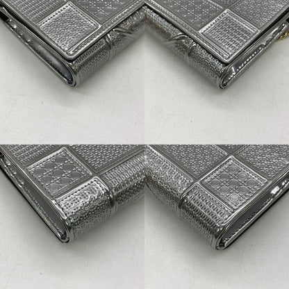 Christian Dior Diorama Metallic Silver Patent Wallet On Chain