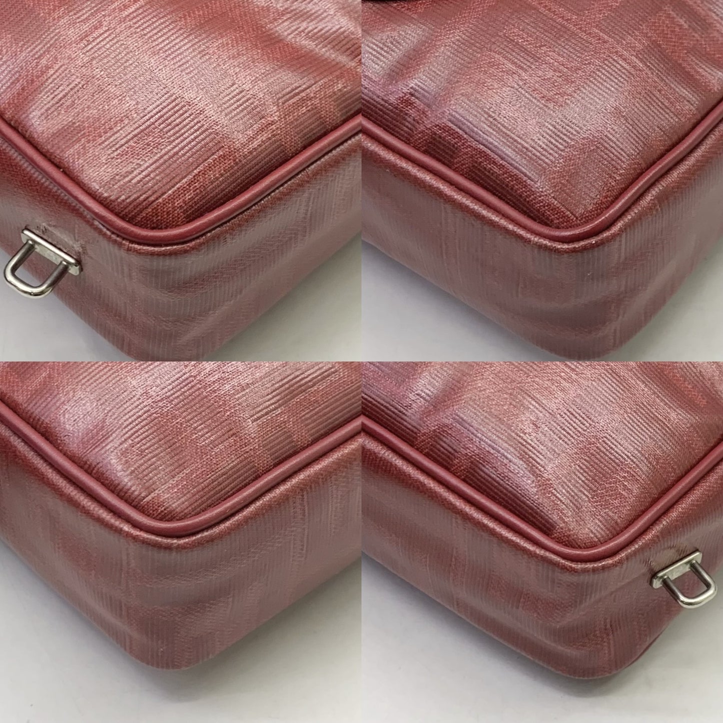 Fendi FF Coated Canvas Red Wristlet Pouch