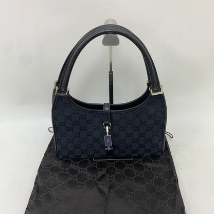 Gucci Vintage Black Jackie Canvas Shoulder Bag