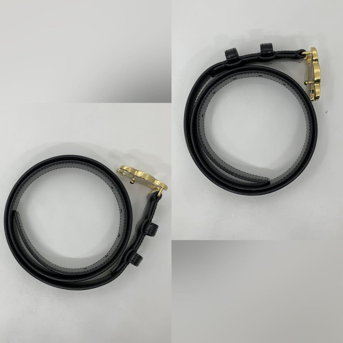 Celine Triomphe Black Leather Belt