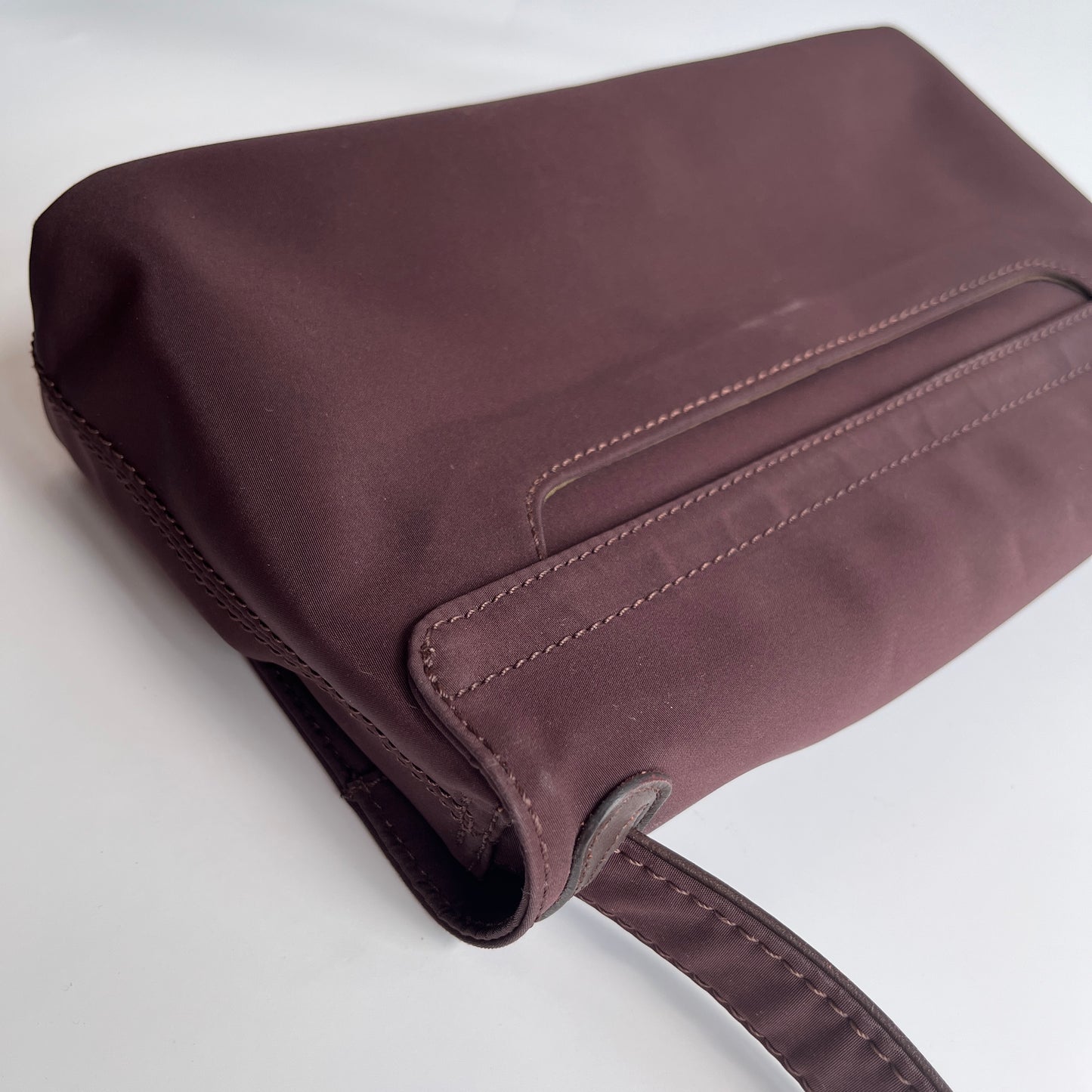 Moschino Vintage Brown Baguette Nylon Shoulder Bag
