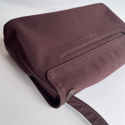 Moschino Vintage Brown Baguette Nylon Shoulder Bag