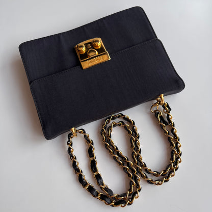 Moschino Vintage Black Nylon Chain Shoulder Bag