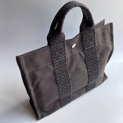 Hermes Herline PM Gray Canvas Tote Bag