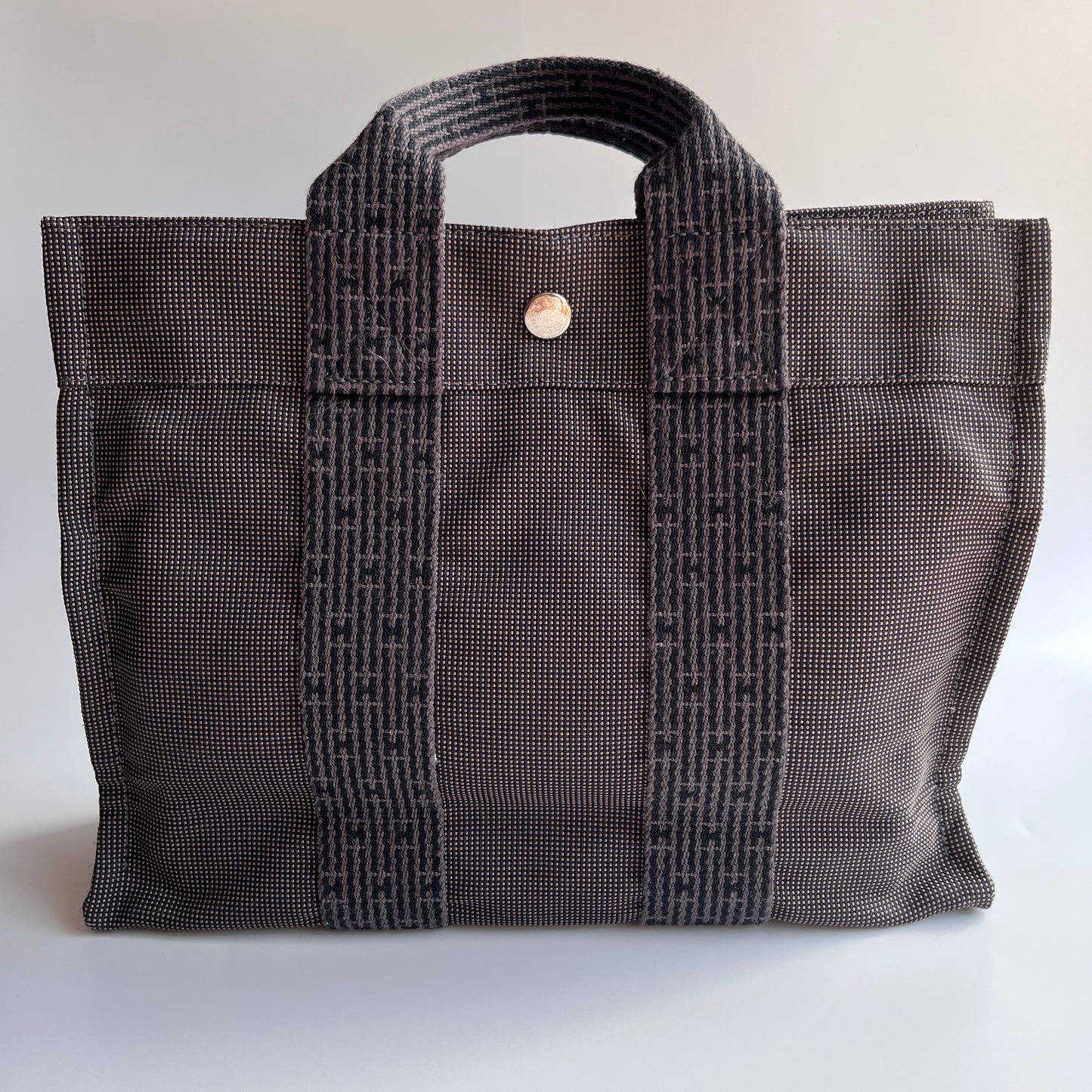 Hermes Herline PM Gray Canvas Tote Bag