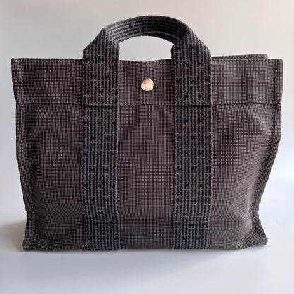 Hermes Herline PM Gray Canvas Tote Bag