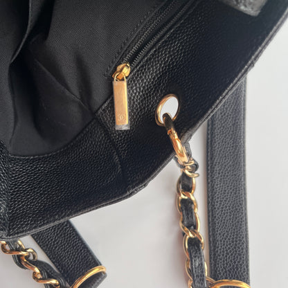 Chanel Vintage Black Caviar PST Tote Bag