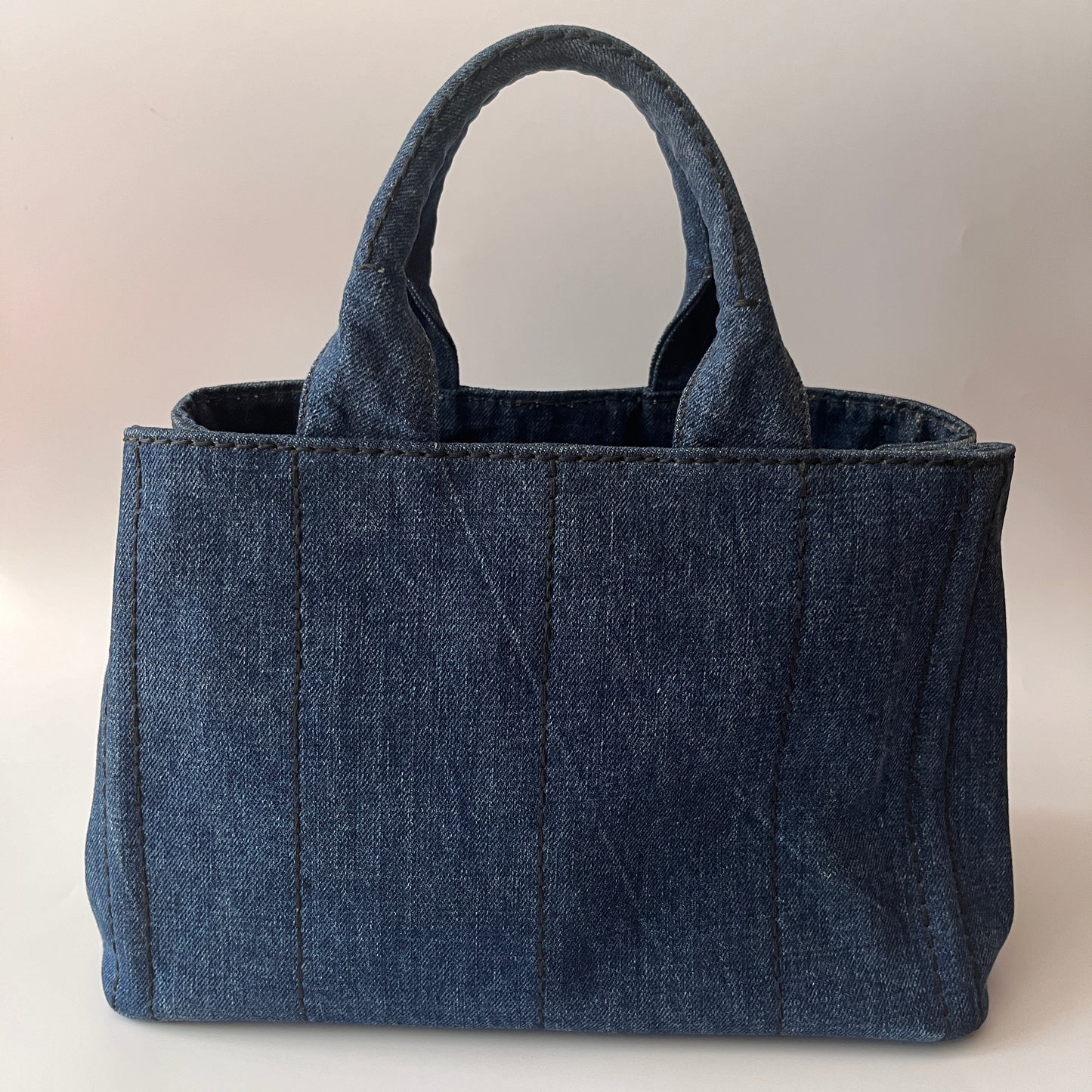 Prada Blue Denim Canapa Top Handle Bag
