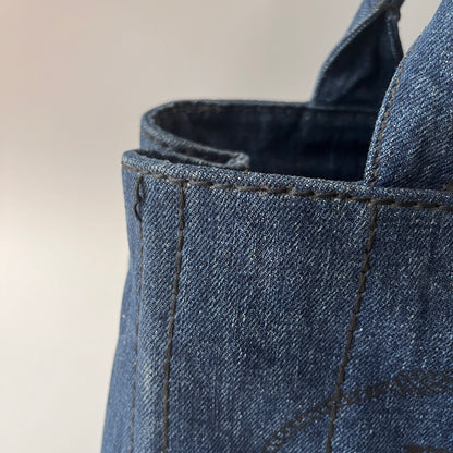 Prada Blue Denim Canapa Top Handle Bag