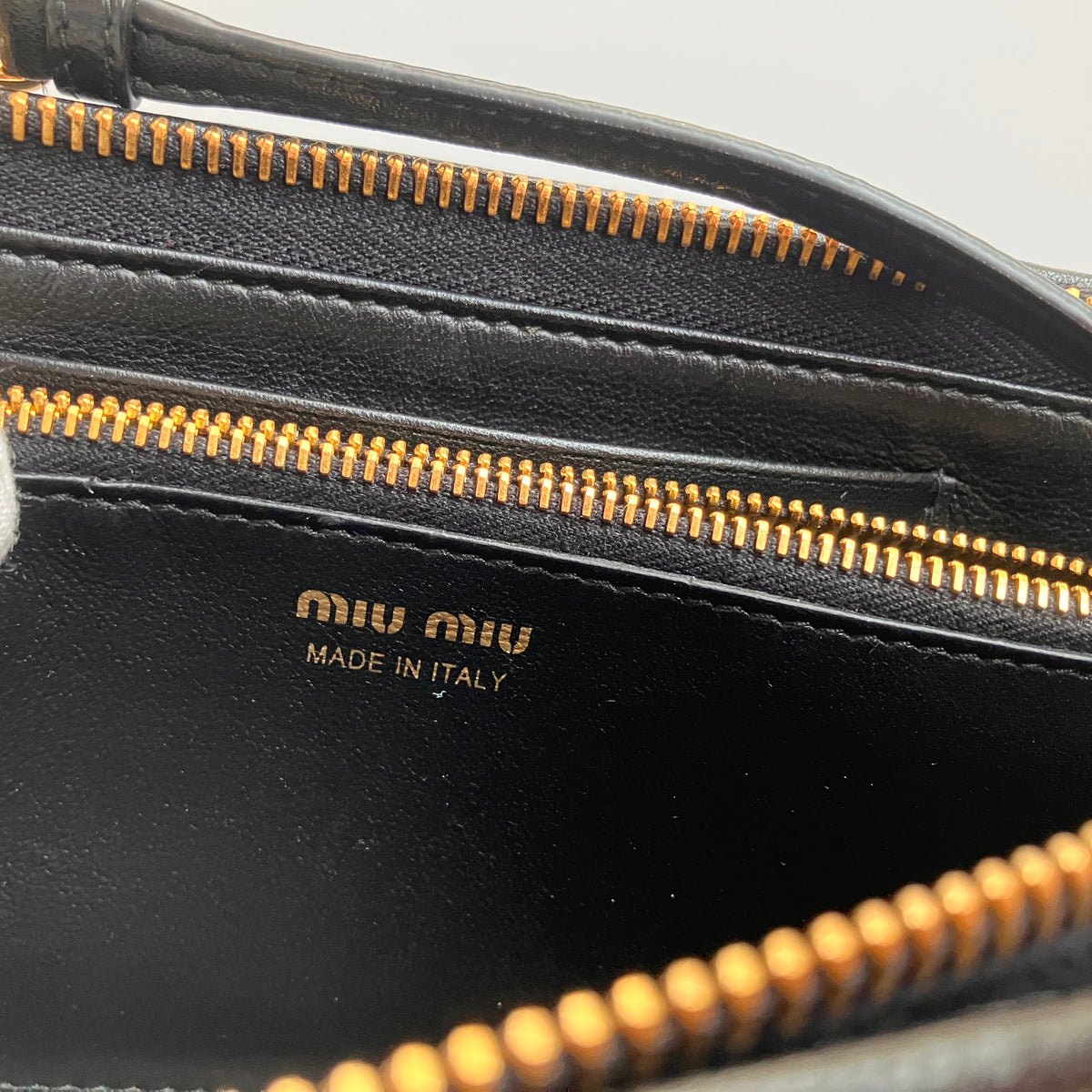 Miu Miu Black Matelasse Leather Wallet On Strap