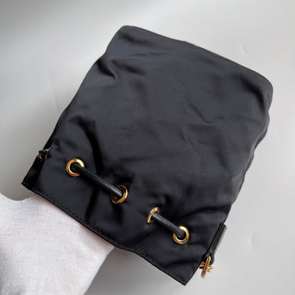 Versace Black Nylon Bucket La Medusa Crossbody Bag