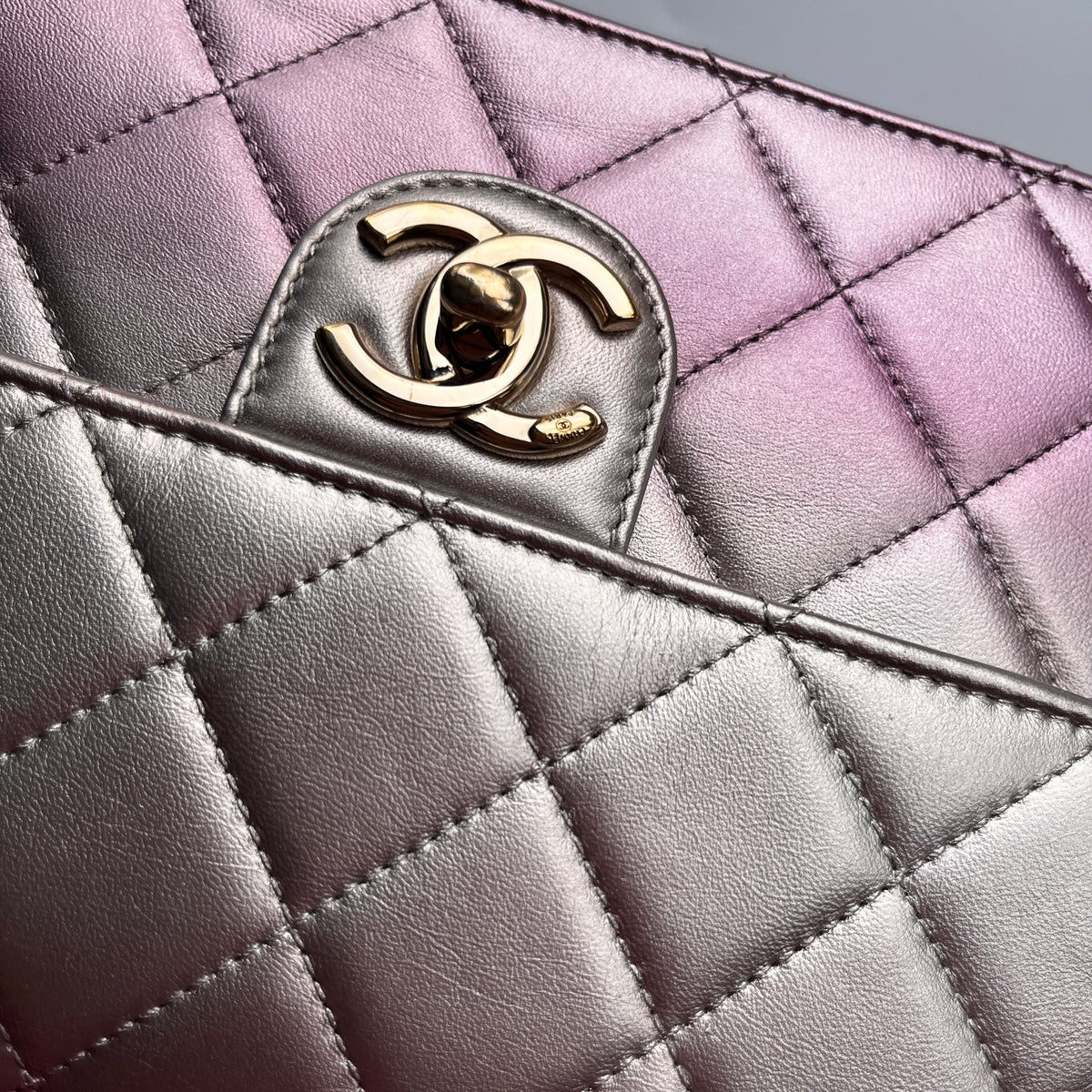 Chanel Quilted Gradient Metallic Lambskin Like A Wallet Flap Crossbody Bag