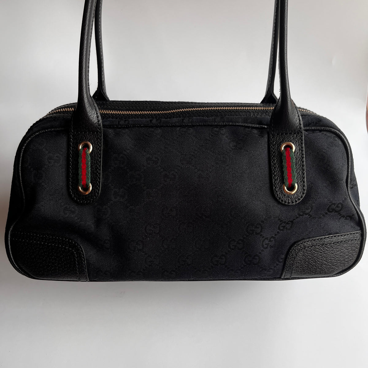 Gucci Princy Black Canvas Sherry Line Shoulder Bag
