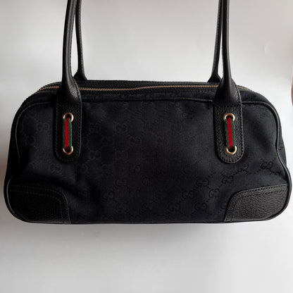 Gucci Princy Black Canvas Sherry Line Shoulder Bag