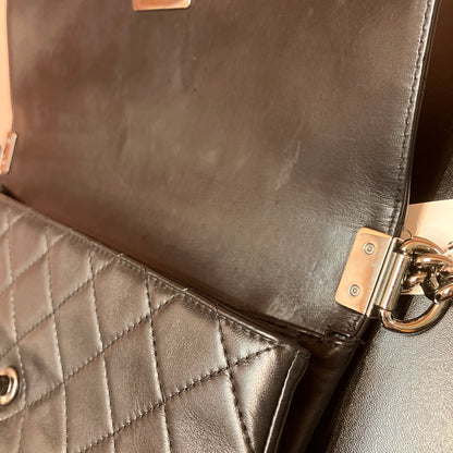 Chanel Boy East West Flap Black Leather Crossbody Clutch Bag