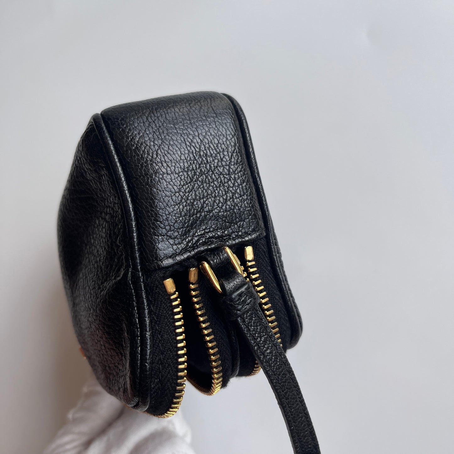 Miu Miu Black Goatskin Madras Double Zip Pochette Clutch