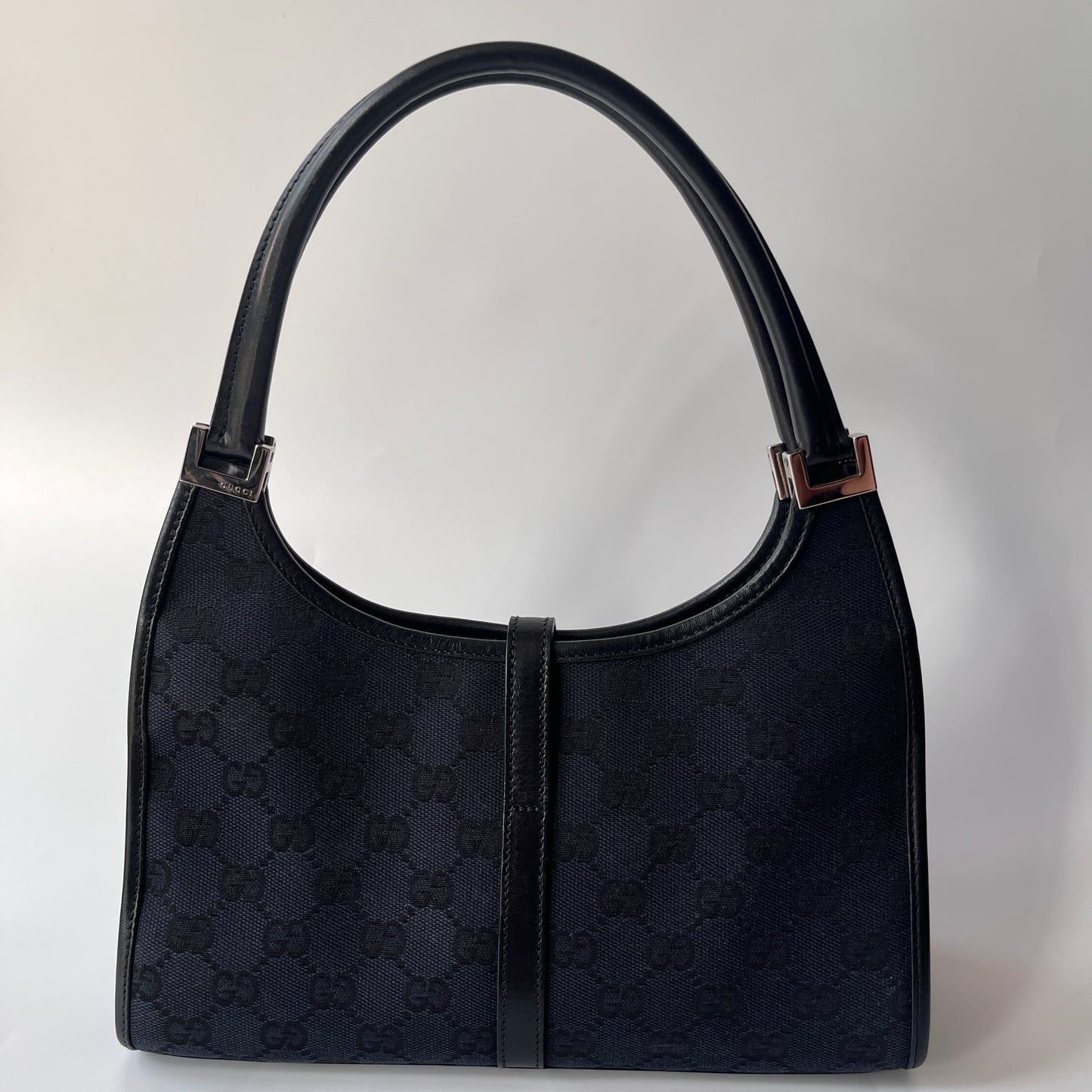 Gucci Vintage Black Jackie Canvas Shoulder Bag