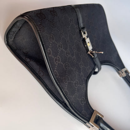 Gucci Vintage Black Jackie Canvas Shoulder Bag