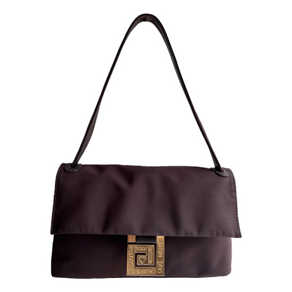 Moschino Vintage Brown Baguette Nylon Shoulder Bag