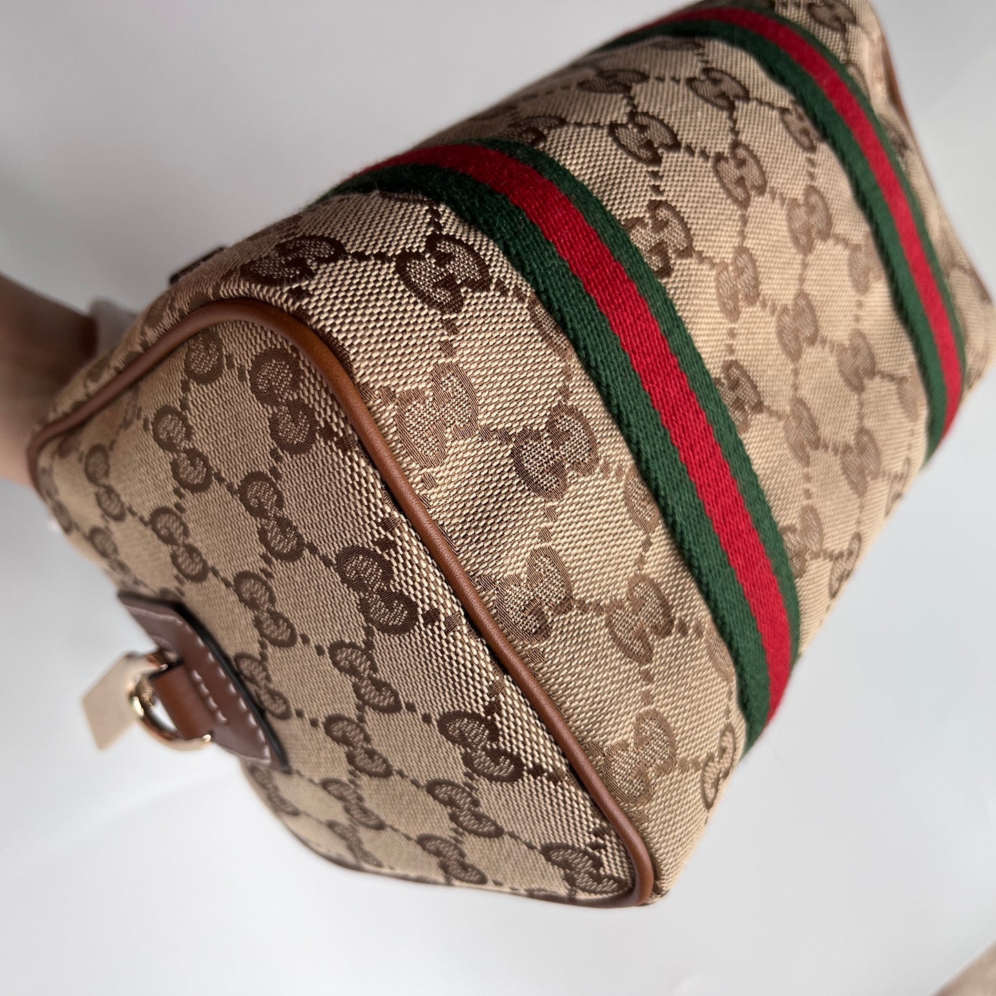 Gucci Canvas Mini Boston Crossbody Bag