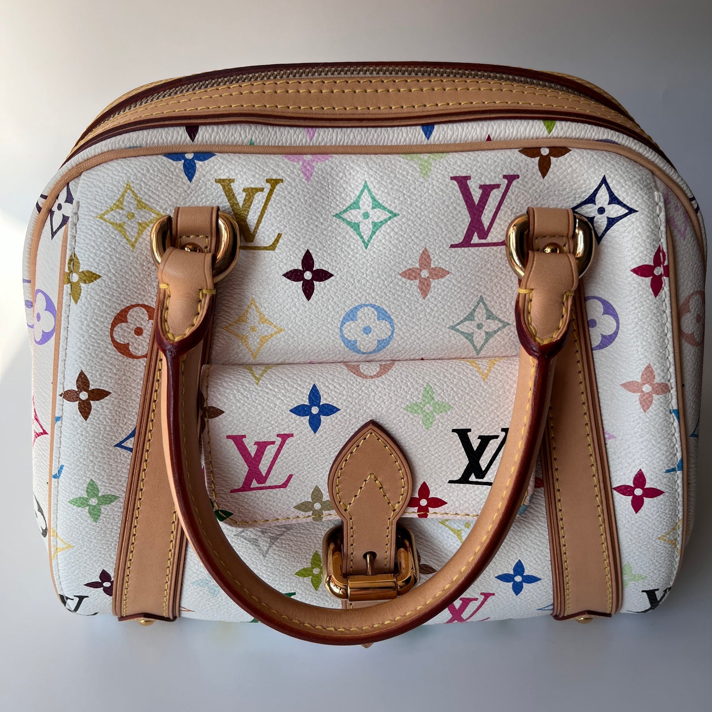 Louis Vuitton x Takashi Murakami White Multicolor Priscilla Handbag