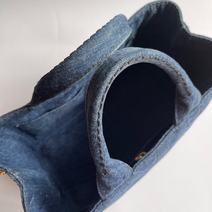 Prada Blue Denim Canapa Top Handle Bag