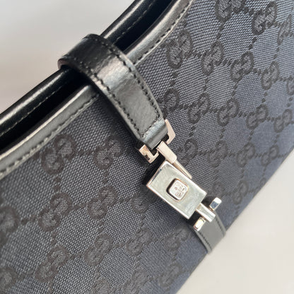 Gucci Vintage Black Jackie Canvas Shoulder Bag