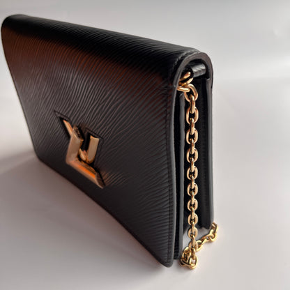 Louis Vuitton Black Epi Twist Wallet on Chain GHW RFID