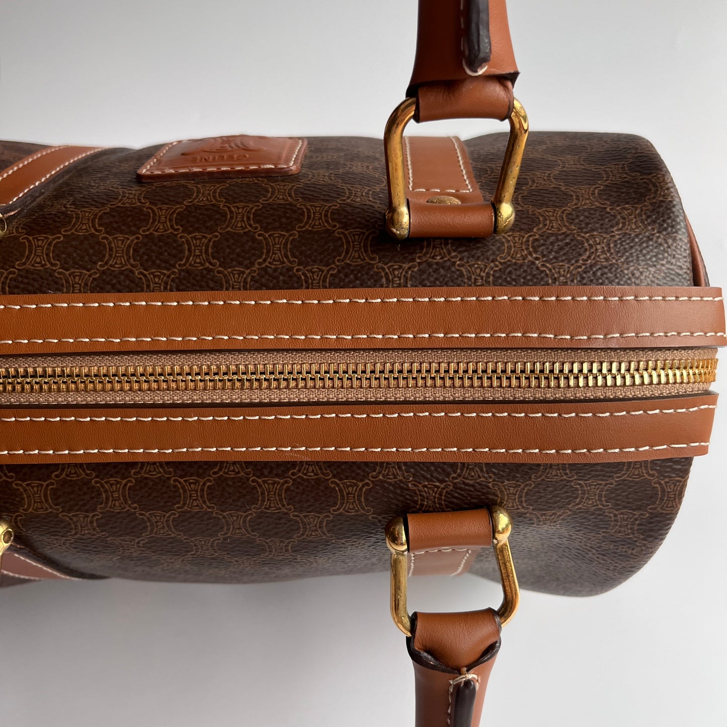 Celine Vintage Macadam Coated Canvas Boston Bag