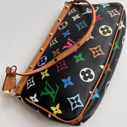Louis Vuitton x Takashi Murakami Black Multicolor Pochette