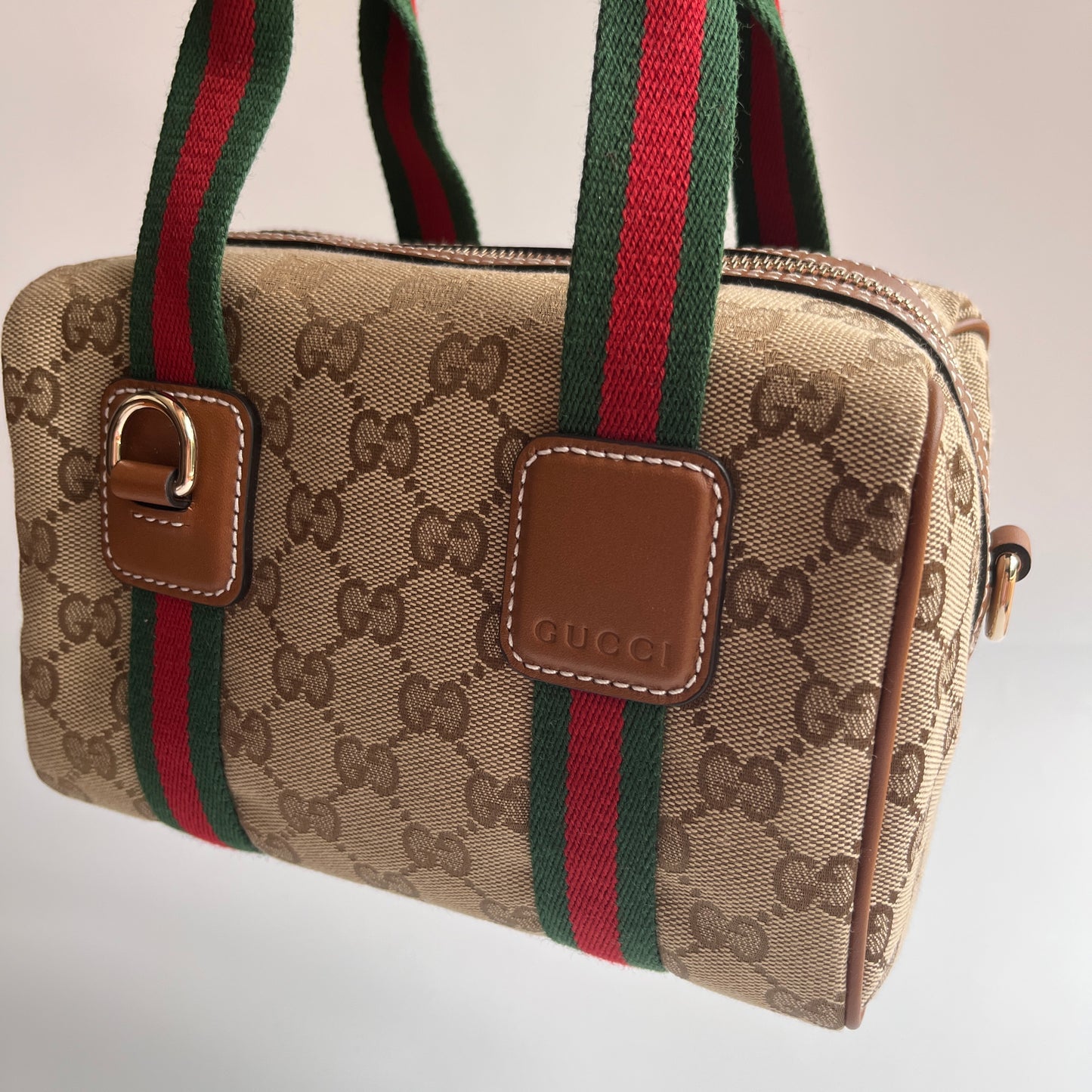 Gucci Canvas Mini Boston Crossbody Bag