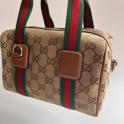 Gucci Canvas Mini Boston Crossbody Bag