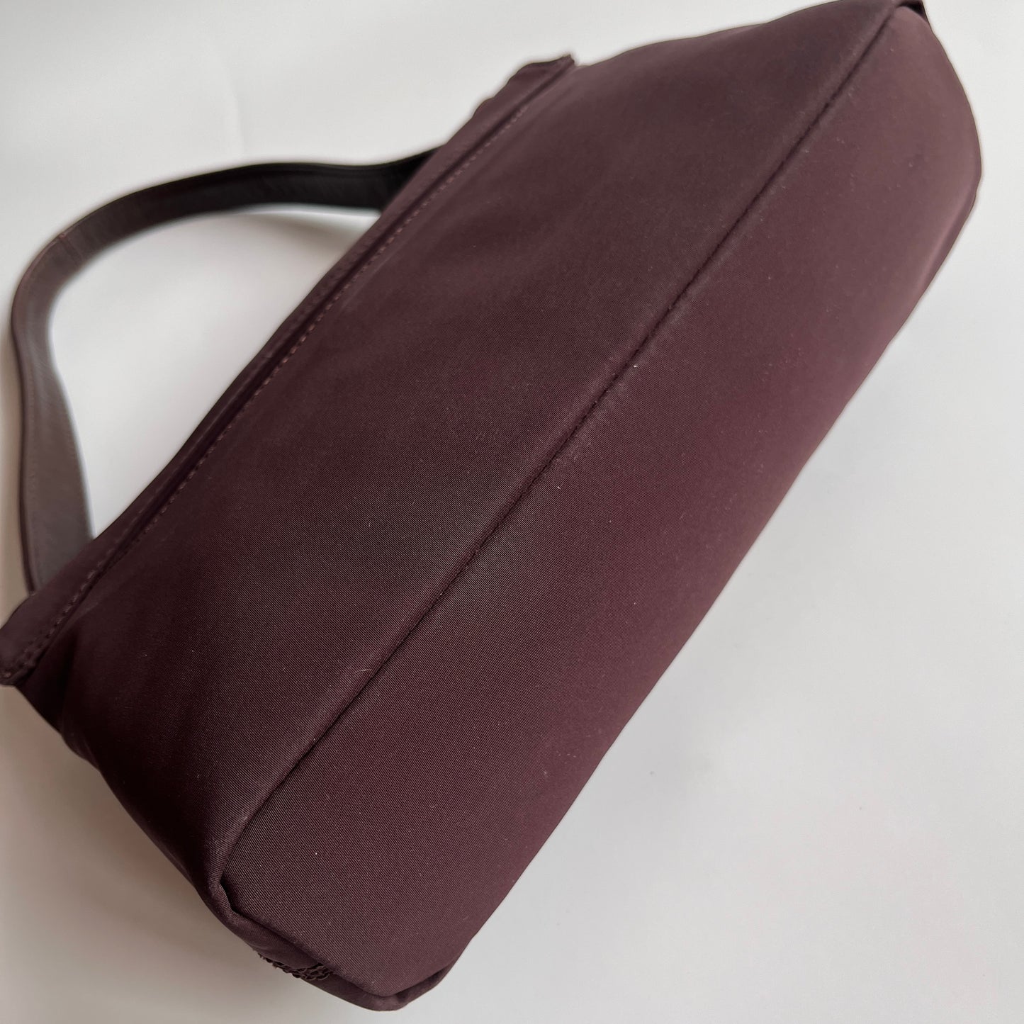 Moschino Vintage Brown Baguette Nylon Shoulder Bag