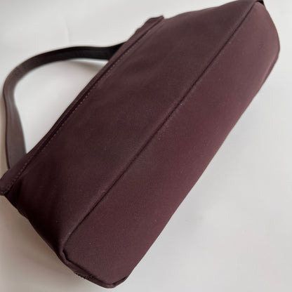 Moschino Vintage Brown Baguette Nylon Shoulder Bag